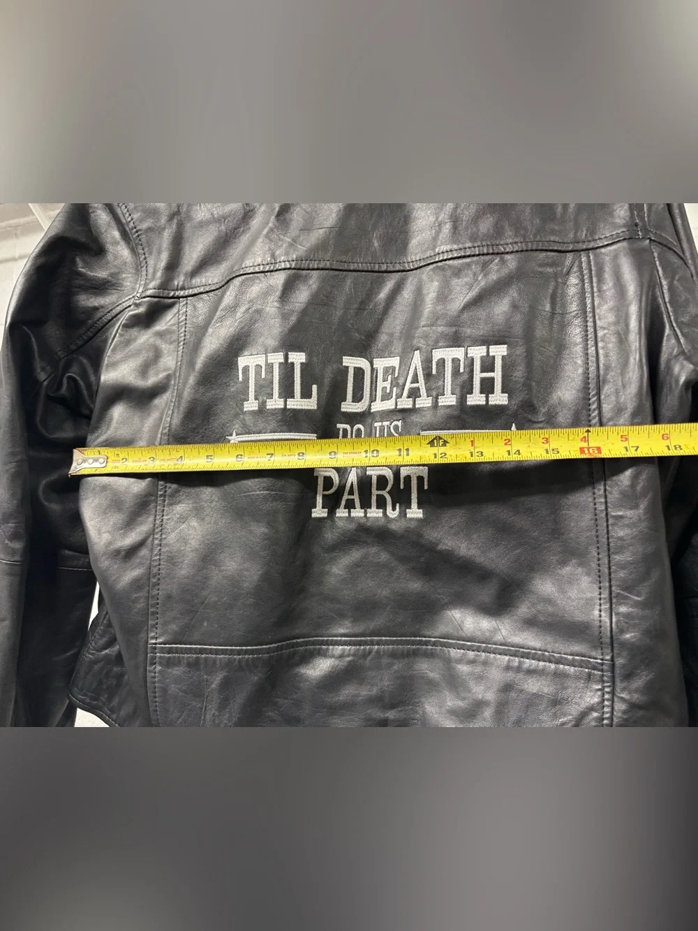 NASTY GAL Til Death Do Us Part Black Leather Cropped Oversized Moto Jacket Med - Picture 5 of 10